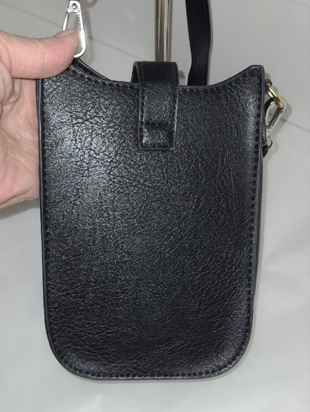 Black Crossbody Phone Bag with Detachable Strap - Picture 3 of 8